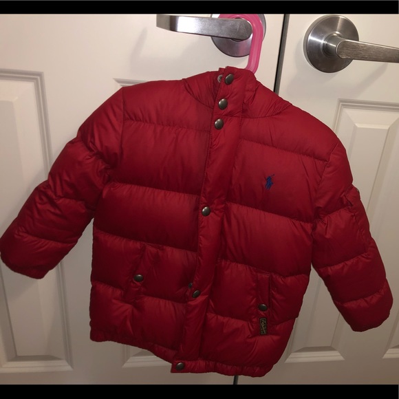 polo puffer jacket red